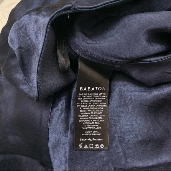 BABATON Aritzia Satin Slip Mini Skirt Navy Blue 4 - Picture 6 of 7